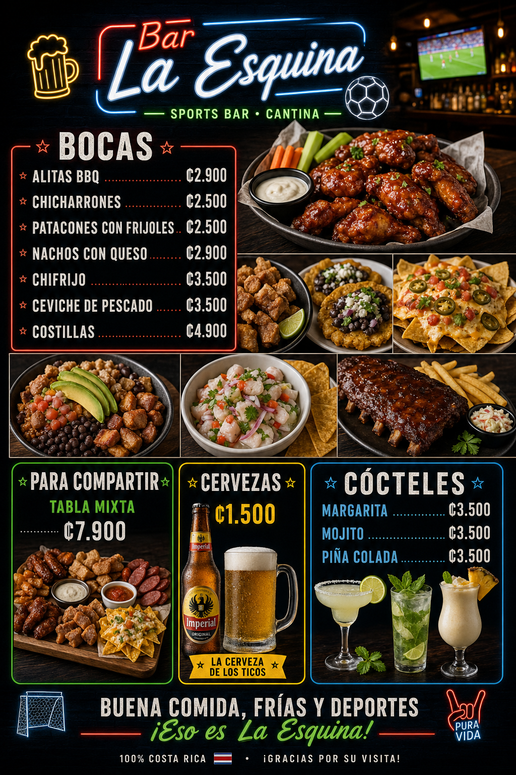 Menú de bar